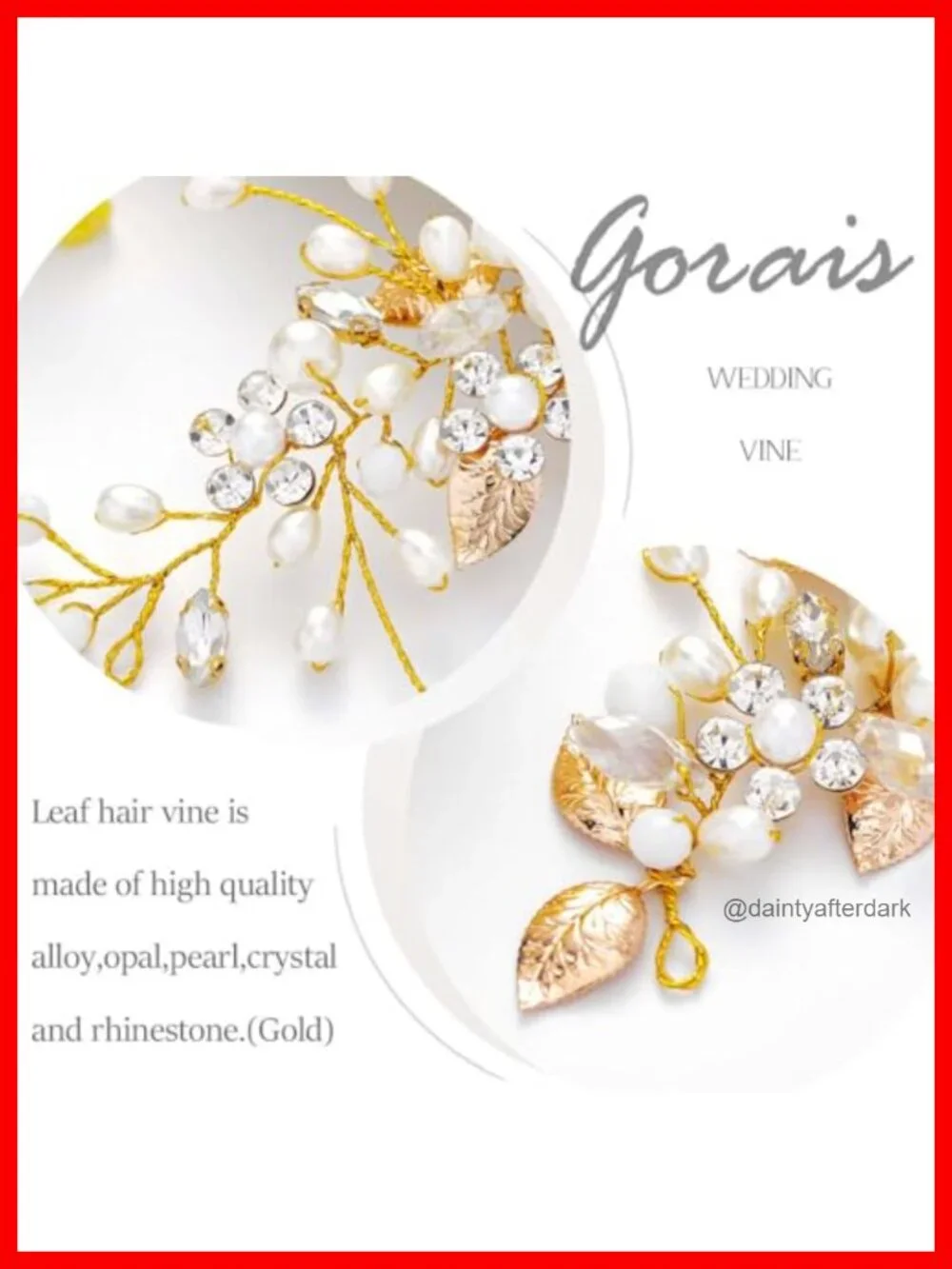 Bridal Pearl Leaf Hair Vine Headpiece Wedding Hair Accessory Rhinestone